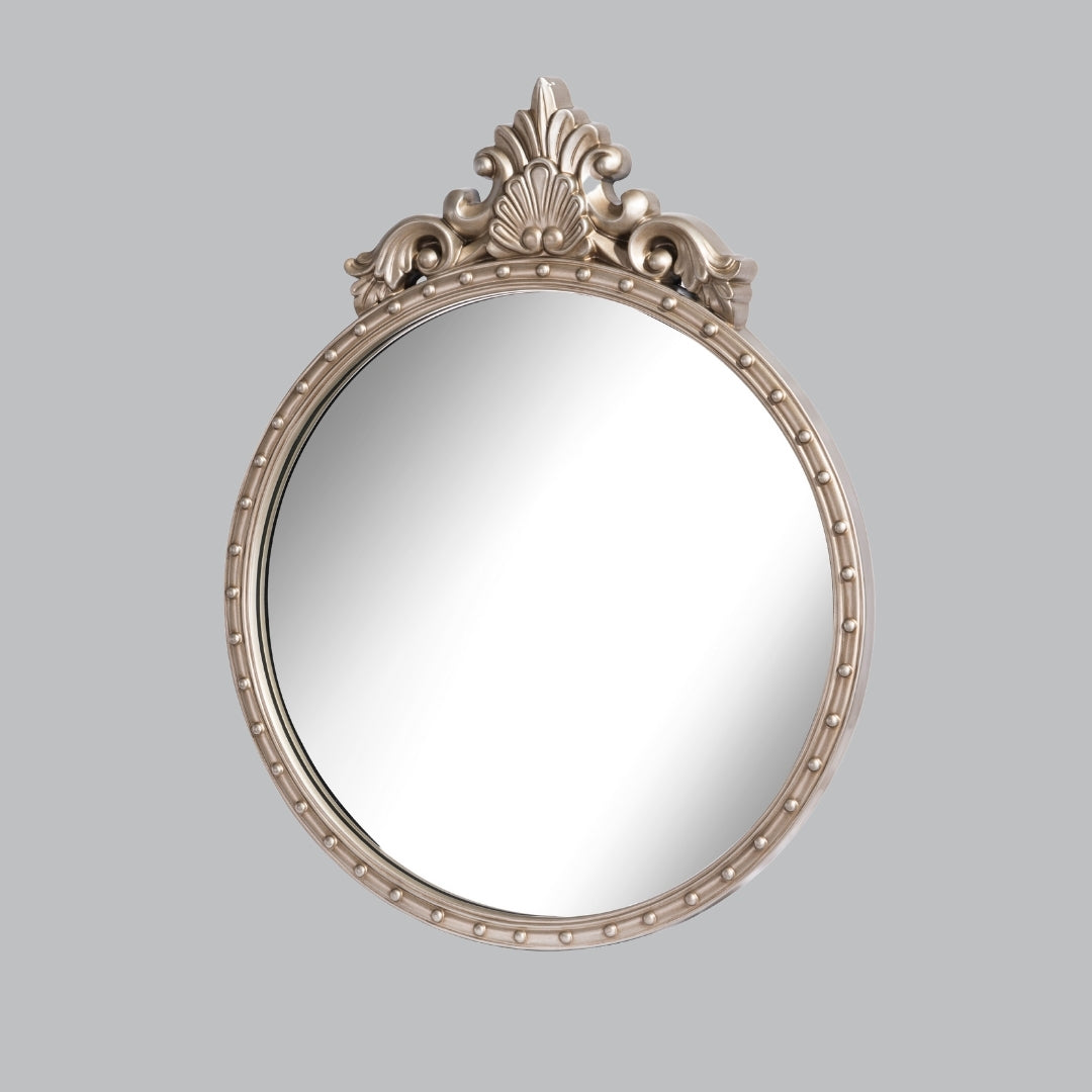 Designer Lighting Store Kael Antique Silver Round Mirror