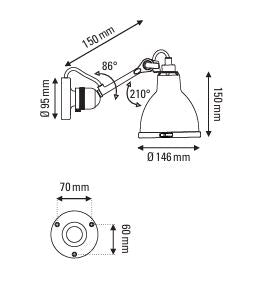 DCW Editions Lampe Gras No.304 bathroom dimensions