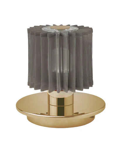DCW Editions In The Sun Table Lamp with a Gold base and silver mesh shade