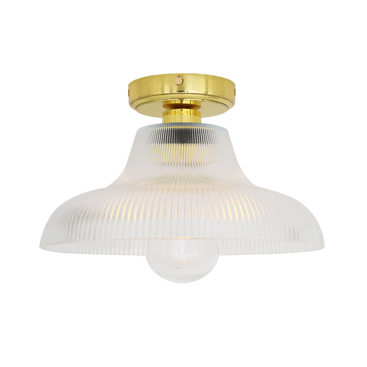 Mullan Lighting Aquarius Prismatic Glass Ceiling Light IP65 Polished Brass